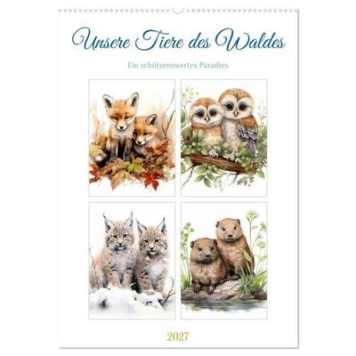 Unsere Tiere des Waldes (Wandkalender 2027 DIN A2 hoch), CALVENDO Monatskalender