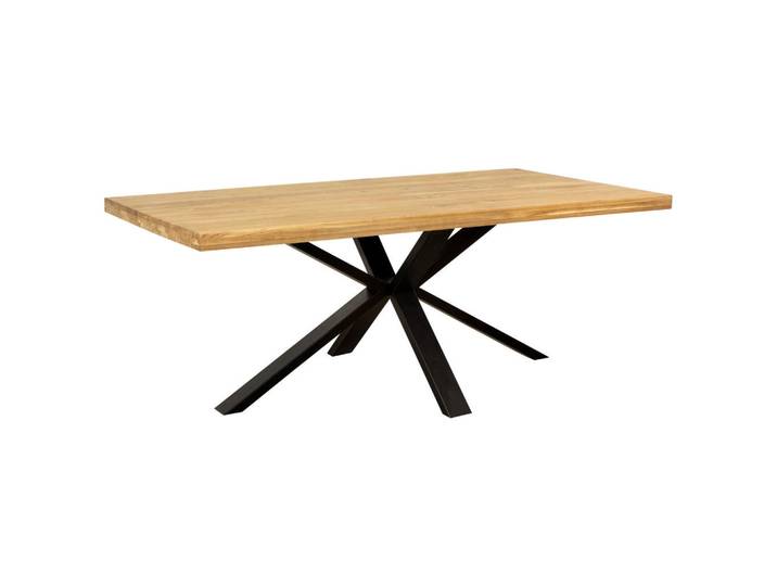 P & B Esstisch, Eiche, Schwarz, Holz, Metall, Eiche, vollmassiv, rechteckig, Sternfuß, 100x77x220 cm, Esszimmer, Tische, Esstische