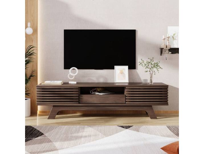 Meuble TV avec un tiroir et deux portes meuble TV panneau TV meuble TV bas armoire TV. Design unique couleur bois vintage