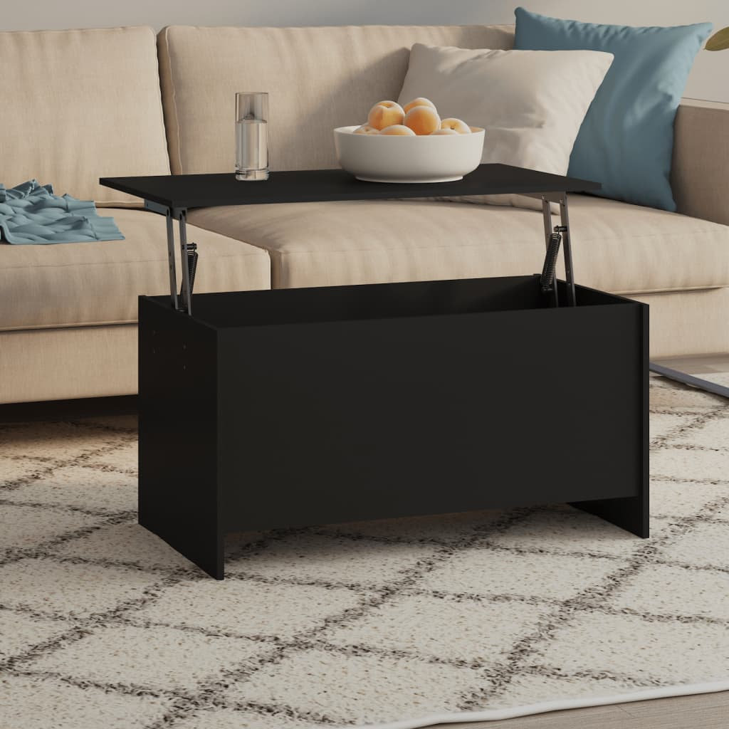 Latitude Run Hydia Lift Top Sled Coffee Table with Storage Black 52.5cm H x 102cm L x 55.5cm W