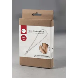 Rayher Bastelset Kette Click&Match2in1: Kette+Armband mit Halbedelsteinen silber