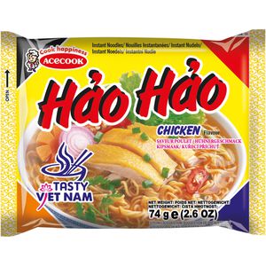 Hao-Hao Fertiggericht Chicken Flavour, Nudelsuppe mit Hühnergeschmack, je 74g, 30 Stück
