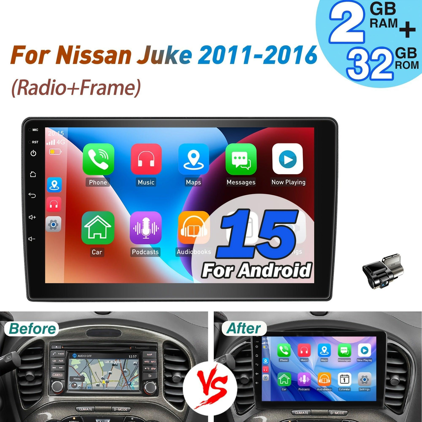 Selius Autoradio met Android 15 OS Multimedia Speler