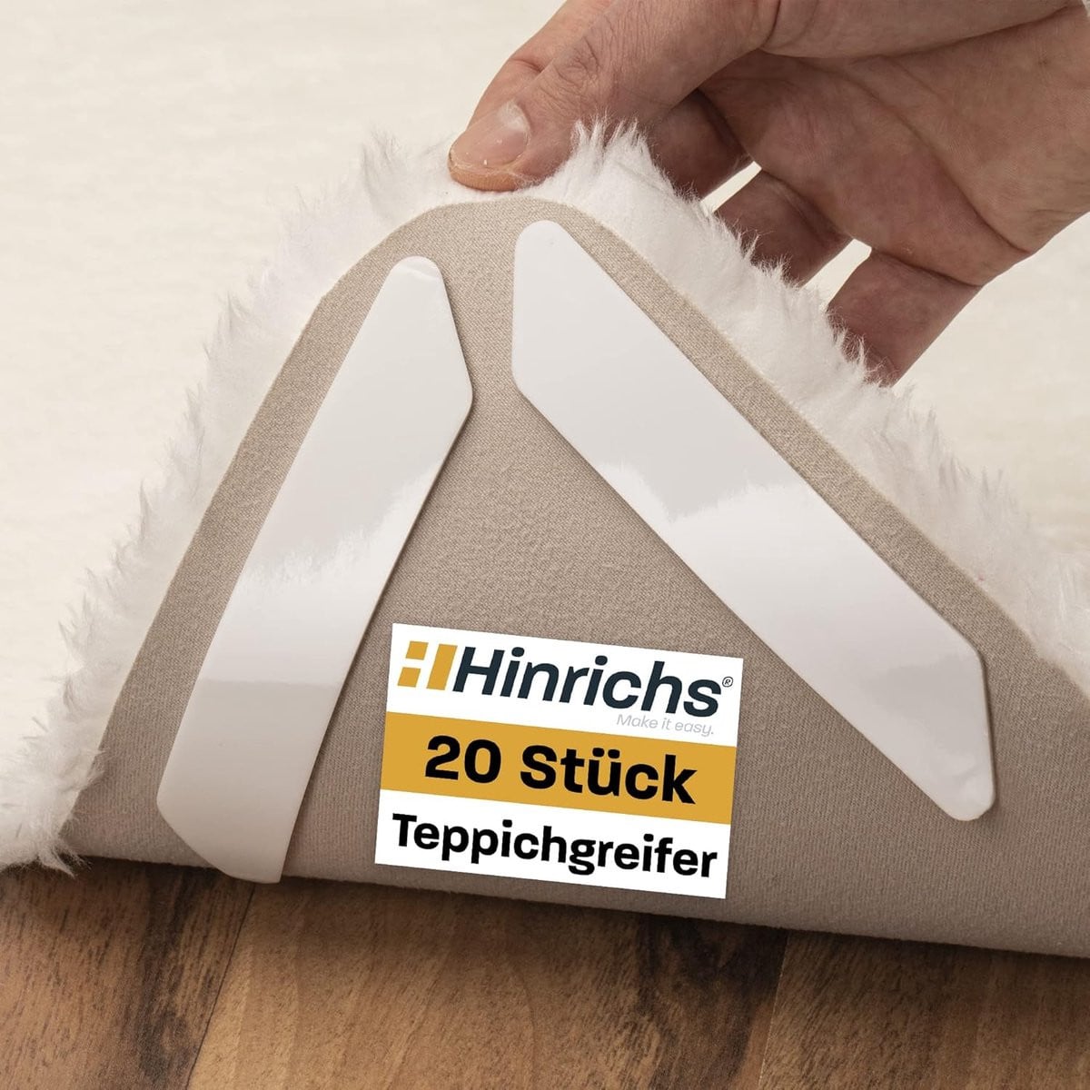 20 stuks Tapijt Antislip Pads - Zelfklevend en Herbruikbaar Ondertapijt - Wit