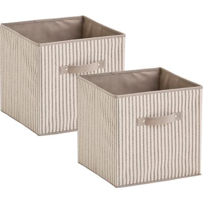 Aufbewahrungsbox ZELLER PRESENT "Stripes", beige (natur), 2 Stk., Maße(B/T/H):(31/31/31)(B/T/H):(31/31/31), Vlies, Aufbewahrungsboxen, Aufbewahrungsbox, faltbar, Vlies, beige
