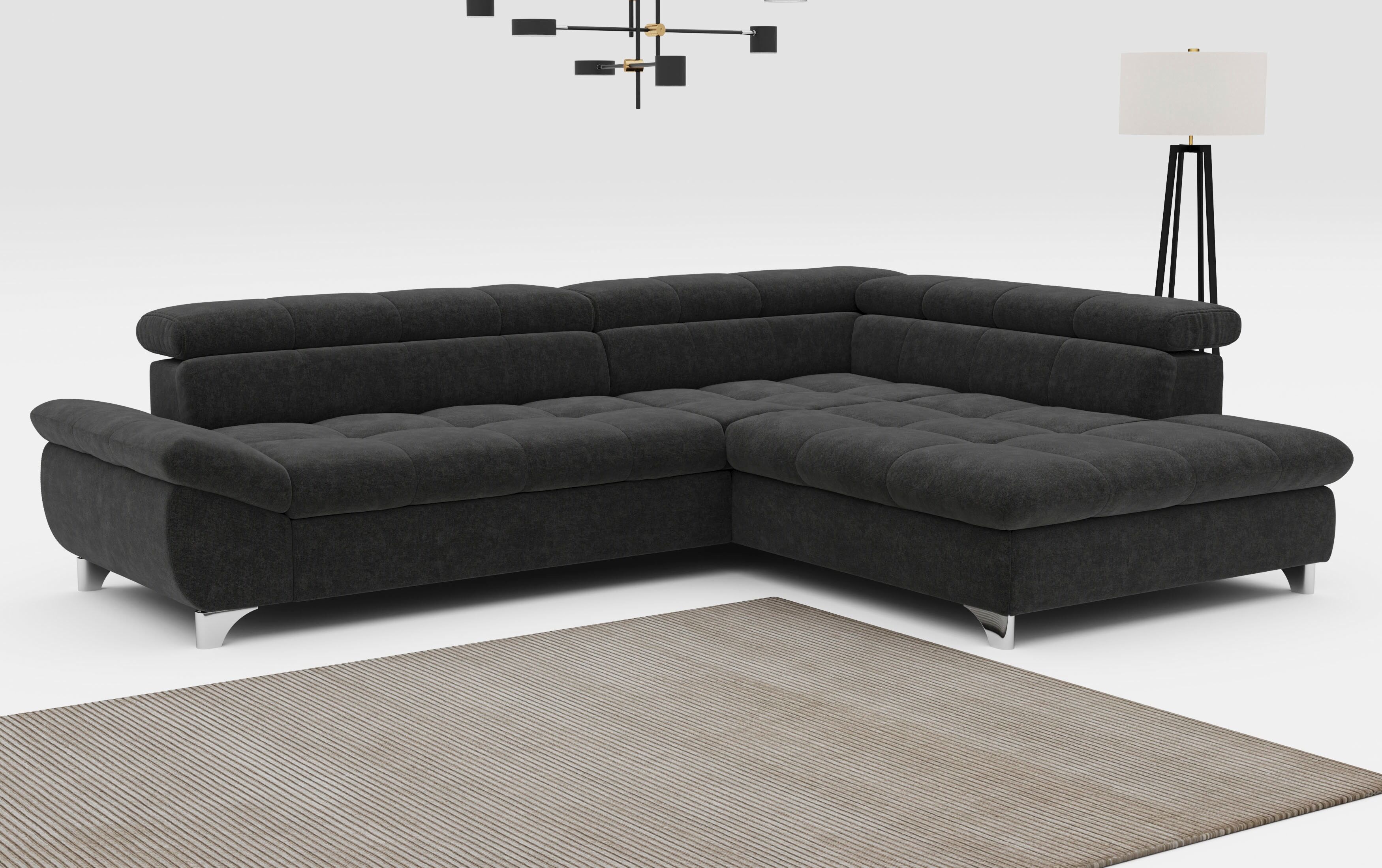 Ecksofa COTTA "Gemini L-Form, B: 312 cm", schwarz, B:312cm T:234cm, Sofas, Ecksofa, mit Kopfteilverstellung, optional Schlaffunktion