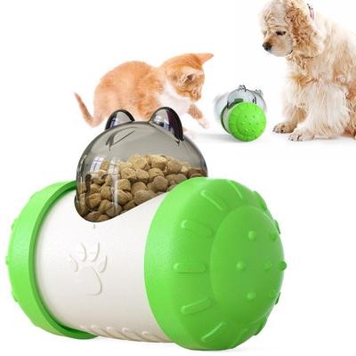 Snug & Styled Smart Wobble Treat Dispenser Toy For Dogs & Cats Interactive Pet Puzzle Feeder Balance Toy green White