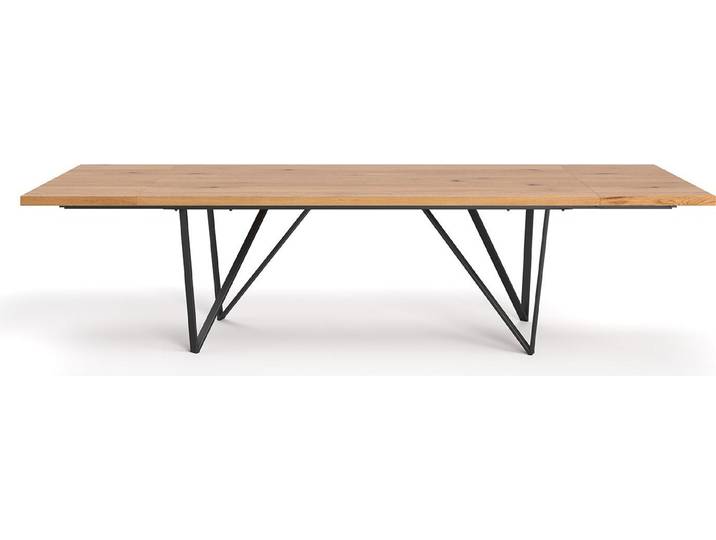 Table en bois extensible Ravel\, 140x80 cm + rallonge de table 1x60 cm\, chêne\, style loft