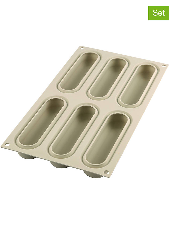 silikomart 2er-Set: Silikon-Backformen in Beige - (B)33,7 x (T)18,3 cm - onesize