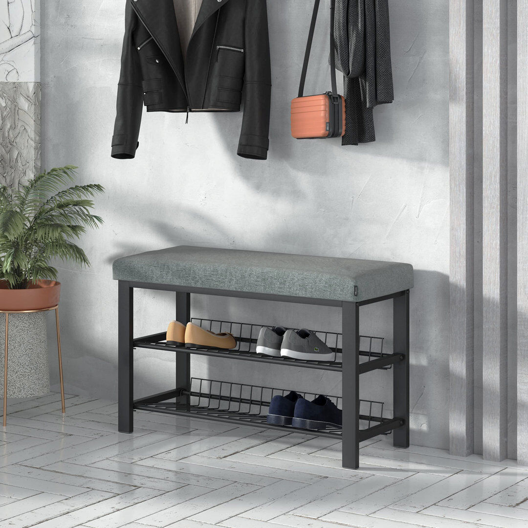 Brayden Studio 8 Pair Shoe Storage Bench Grey/Brown/Blue 8