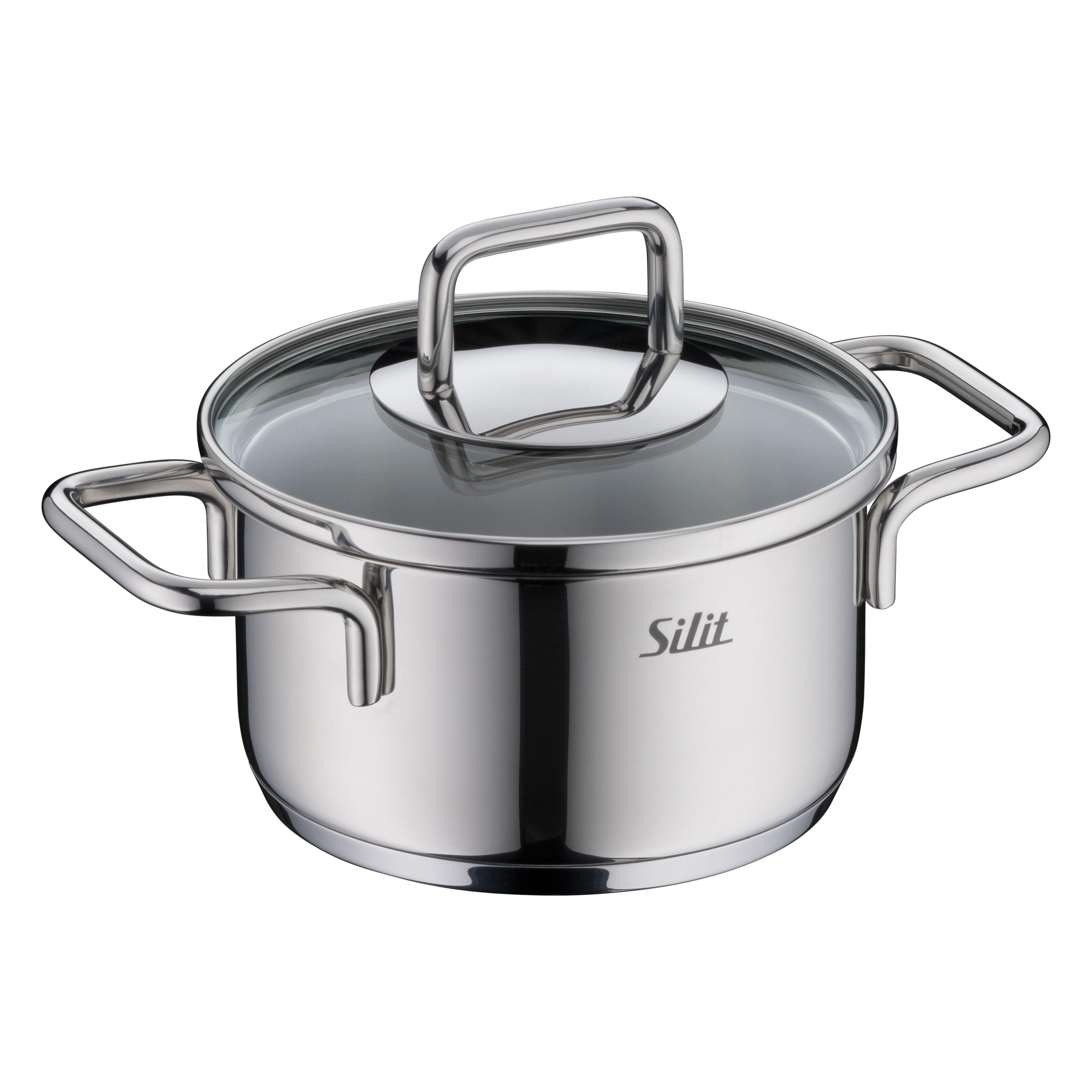 Silit Extra Cook Mini-Bratentopf 12 cm mit Glasdeckel (Bräter + Schmortopf, Kochtopf, Edelstahl, 12 x 11.60 cm) (2101306375)