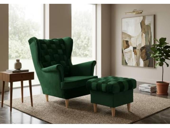 Family Meble Ohrensessel mit Fußhocker Carol Royal – Variante Royal 33