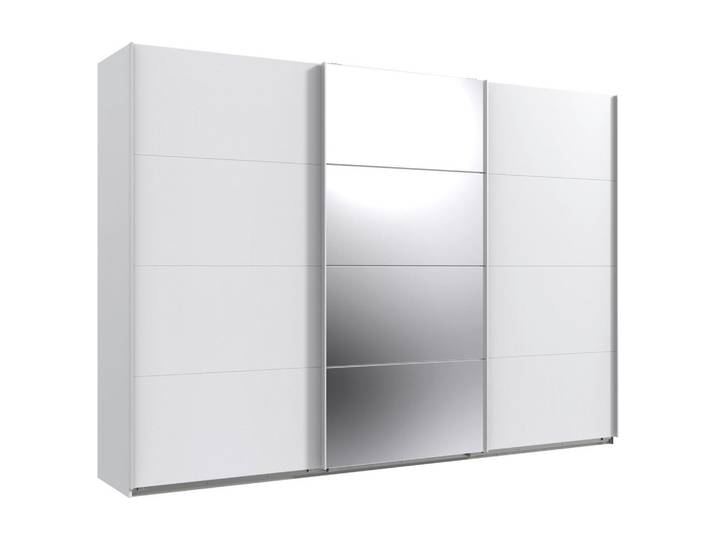 Mid.you Schwebetürenschrank, Weiß, Glas, 3 Fächer, 313x236x64 cm, BQ - Bündnis für Qualität, Made in Germany, DIN EN ISO 9001, Schrankfront mit Spiegel, Schlafzimmer, Kleiderschränke, Kleiderschränke mit Spiegel