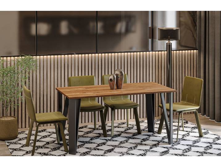 Endo-Moebel Esstisch Adeo schwarze Metallbeine Erweiterbar Küchentisch, 80x80cm erweiterbar 170cm Küchentisch Esszimmertisch Metall