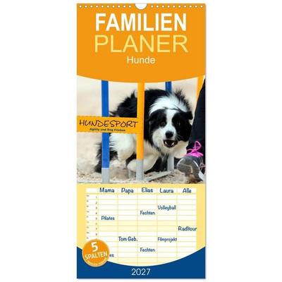 Familienplaner 2027 - HUNDESPORT - Agility und Dog Frisbee mit 5 Spalten (Wandkalender, 21 x 45 cm) CALVENDO
