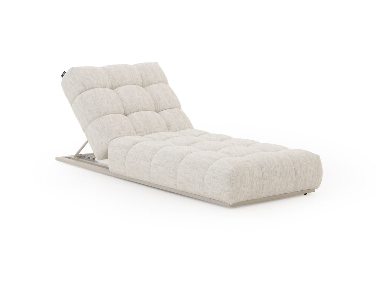 Verstelbaar ligbed Zavelli met aluminium frame en beige textiel in wit