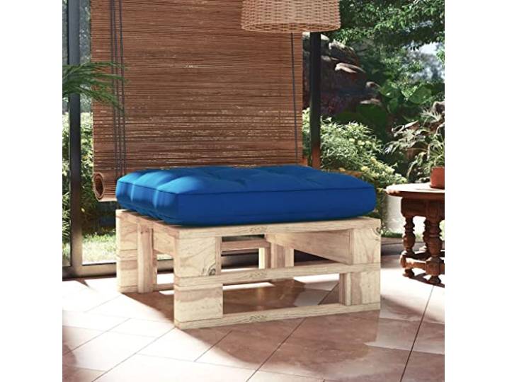 POUFGDR Sitzsack Palette, Garten, Kiefernholz, imprägniert, mit Kissen Modularer Fußhocker, Couchtisch 2in1, rustikales Design, pflegeleicht, wetterfest
