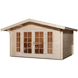 Weka 45 mm Weekendhaus 137 mit Vordach 60 cm 380 x 380 cm - 50 % Rabatt auf Dacheindeckung