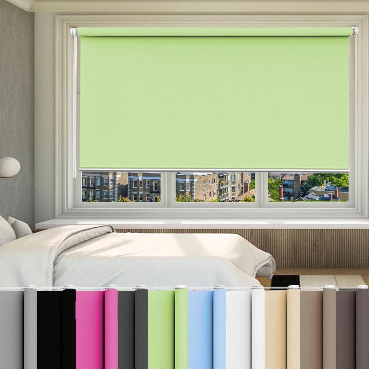 Verduisterend textiel rolgordijn Groen - 115 x 70 cm