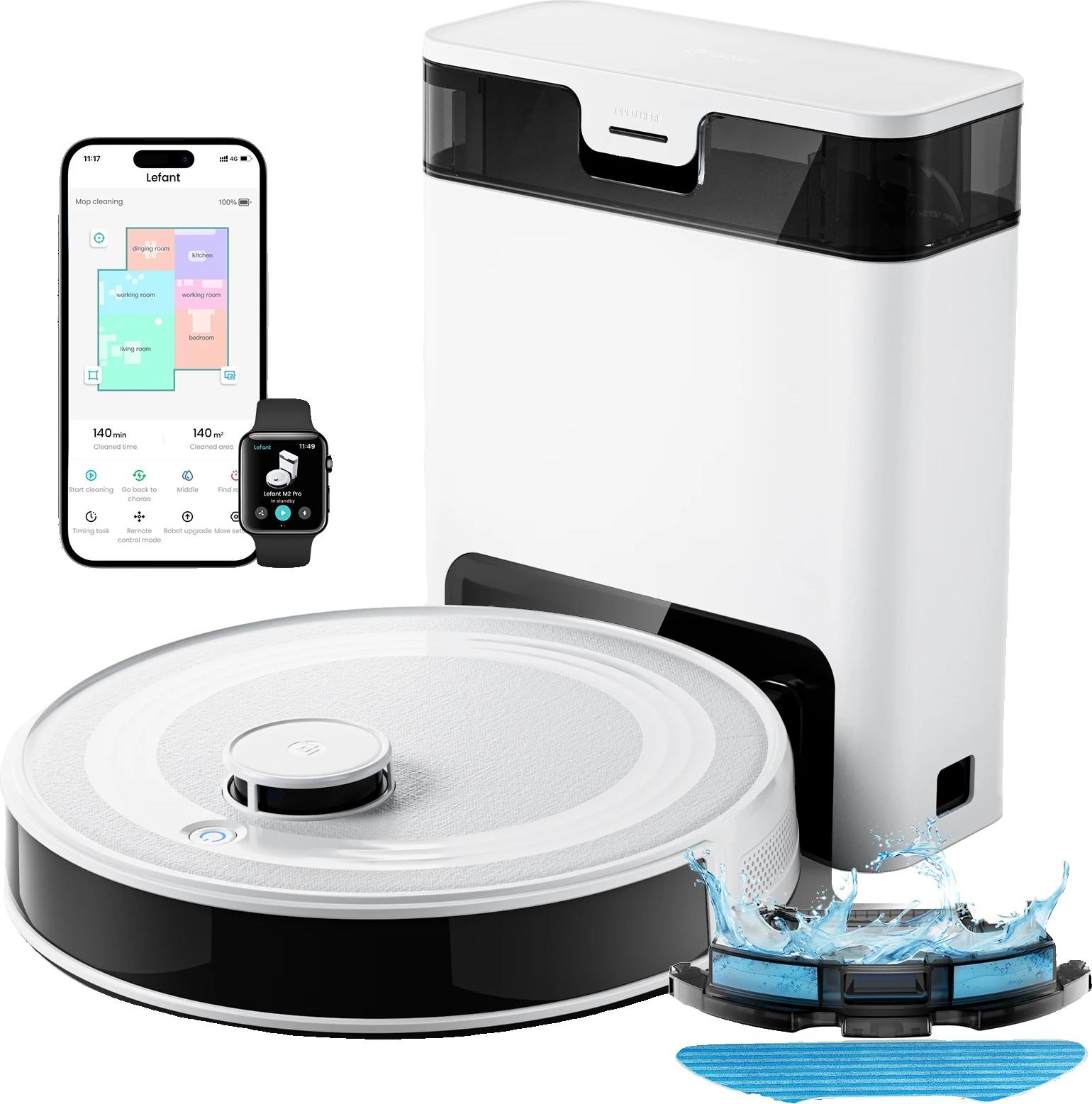 Robotersauger, 10000Pa Saugkraft, intelligente Navigation, WEISS