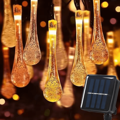Inspire Curations Solar Raindrop String Lights With 8 Lighting Modes warm 7m 50led
