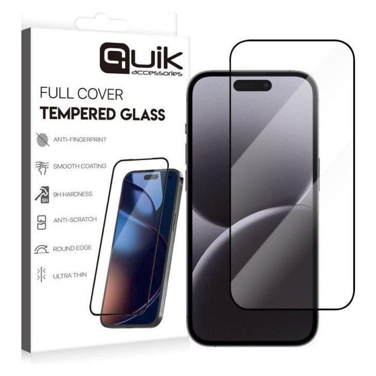 Quik Shade Quik Accessories Full Cover Tempered Glass for Apple iPhone 16 Pro Max (Apple iPhone 16 Pro Max) (QK-TG-IPH-16-PRM)