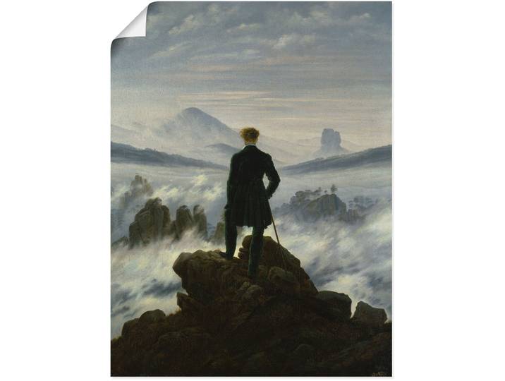 Wandbild ARTLAND Der Wanderer über dem Nebelmeer. Um 1818 , blau (farbe bild(er): blau), B:60cm H:80cm, Bilder, Wandbild, als Leinwandbild, Poster in verschied. Grössen