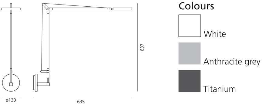 Artemide Demetra Professional Wandleuchte (anthrazitgrau, warmweiß (3000 K), Tou... anthrazitgrau   warmweiß (3000 K)   Touchdimmer