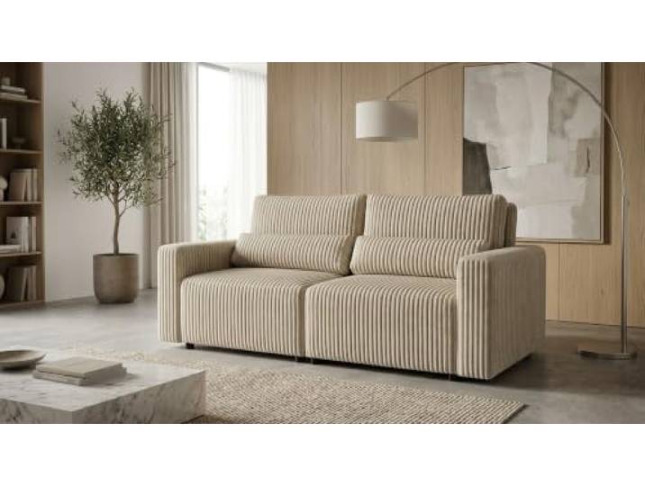 2-Sitzer-Sofa, ausklappbar, mit Stauraum, schwarz, Cord, Komo Family Möbel