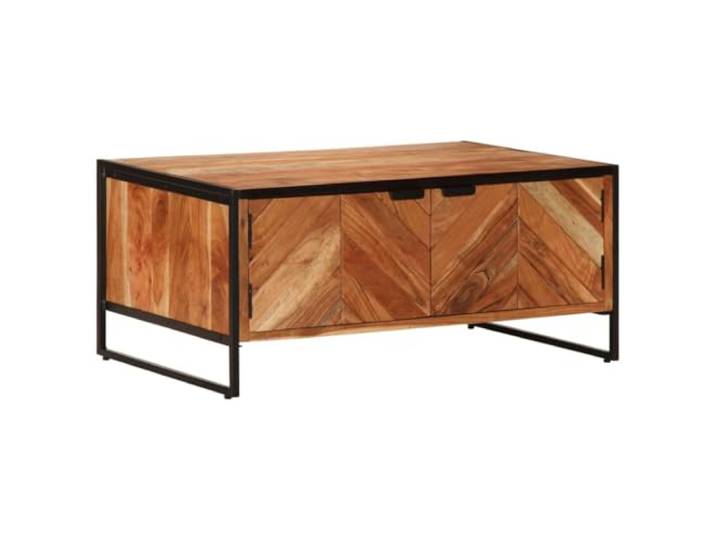 HKLGBVCR Couchtisch aus massivem Akazienholz, 90 x 55 x 40 cm, mit Aufbewahrung