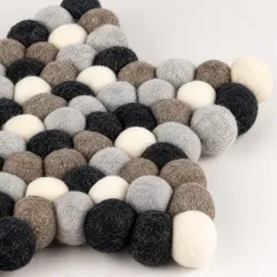 Felt Ball Star Centre Mat -  Multi Grey Colour