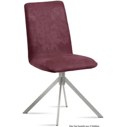 ESSZIMMERSTUHL (4er-Set) Dorice 47x92x60 Edelstahl/Marsala