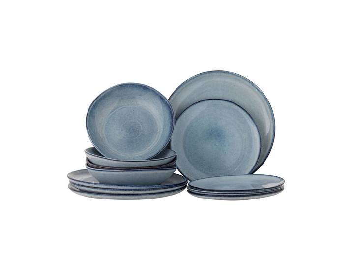 Geschirrset Tokio – Gesprenkelte Glasur mit dunklem Rand (12-teilig) - Blau - Luxusbetten24