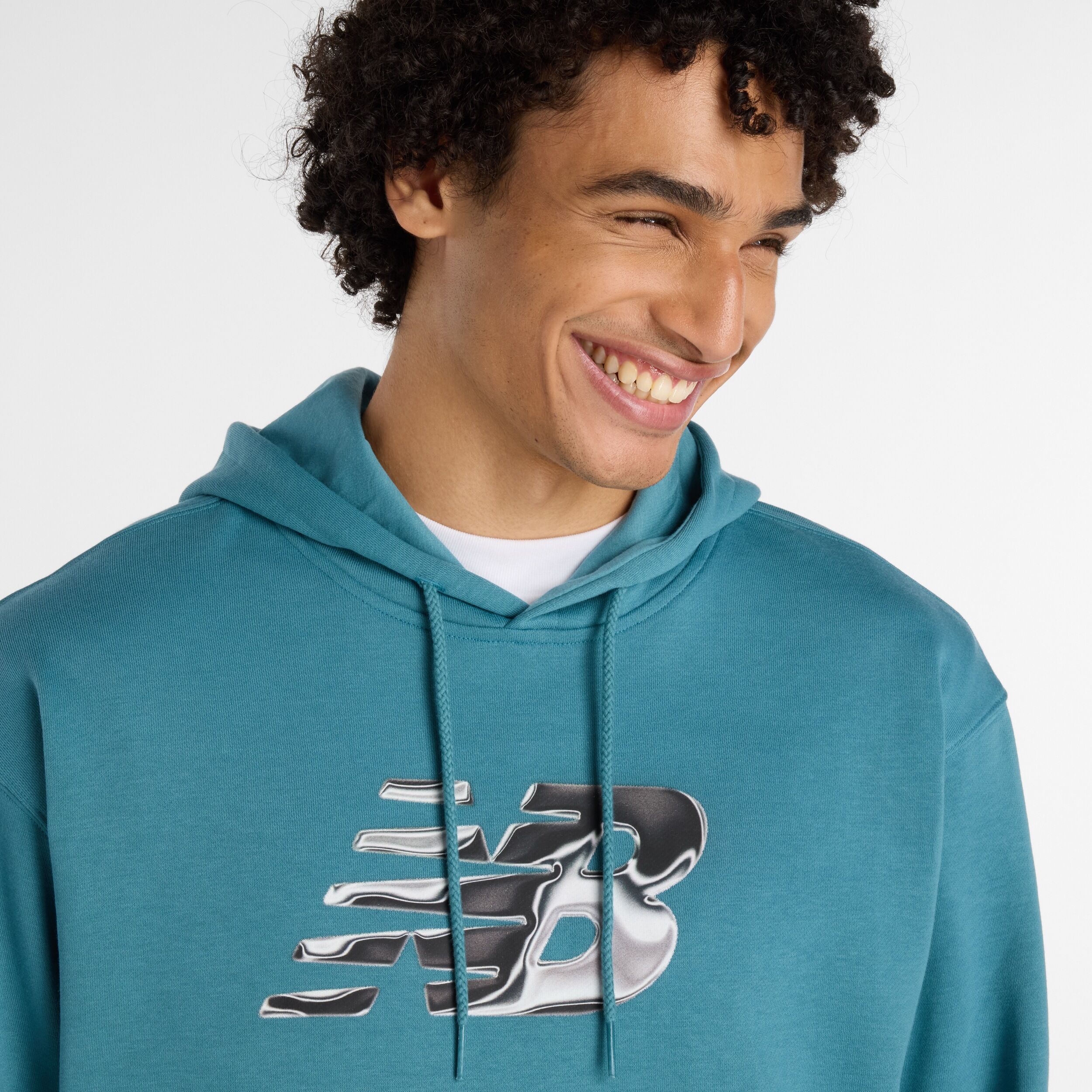 Kapuzensweatshirt NEW BALANCE "AAZ Mens Lifestyle Hoodie BIG TEAL", Herren, Gr. M, blau (big teal), Obermaterial: 60% Baumwolle, 40% Polyester, Sweatshirts Kapuzensweatshirt, mit Kapuze, aus Baumwolle und Polyester big teal M
