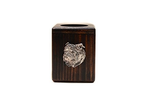 Art-Dog Bulldog Engelse Bulldog houten kaarsenhouder voor theelichtjes