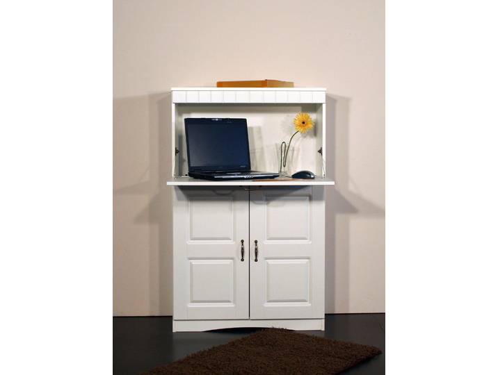 Sekretär VOGL MÖBELFABRIK Hans, Sekretär , weiss (perl weiß), B:78cm H:124cm T:36cm, Sekretäre, Sekretär, kompakter PC-Schrank im Landhausstil, Breite 78 cm, Made in Germany