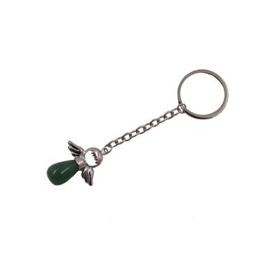 Schlüsselanhänger FIRETTI "Schmuck Geschenk Engel, Schutzengel", Damen, bunt (silberfarben, grün), Zink, Basic, Schlüsselanhänger Schlüsselanhänger, mit Aventurin oder Tigerauge