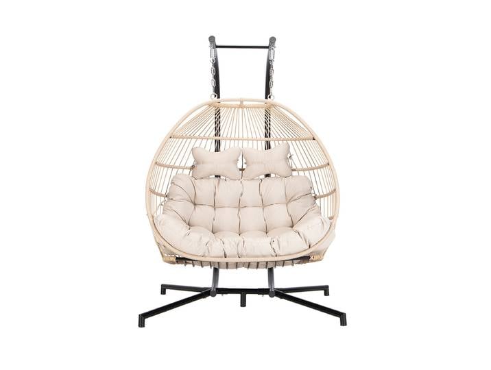 Fauteuil suspendu HOME DELUXE LOMA – pliable\, 2 places\, beige Panier suspendu\, chaise suspendue\, mobilier de jardin\, balancelle