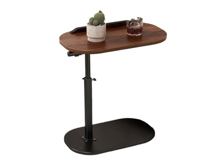 Sofatisch mit Rollen C-Form Adjustable Height C Shaped Side Table 360-Grad-Dreh- und Flip-Top-C-förmiger Beistelltisch for Couch, Laptop-Ständer, Couchtisch(Brown)