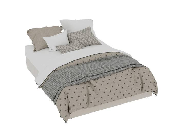 Wishdor Rahmenbett 140/200 cm in Beige Stoff, Metall, Rechteckig, 140x200 cm, Schlafzimmer, Betten, Polsterbetten