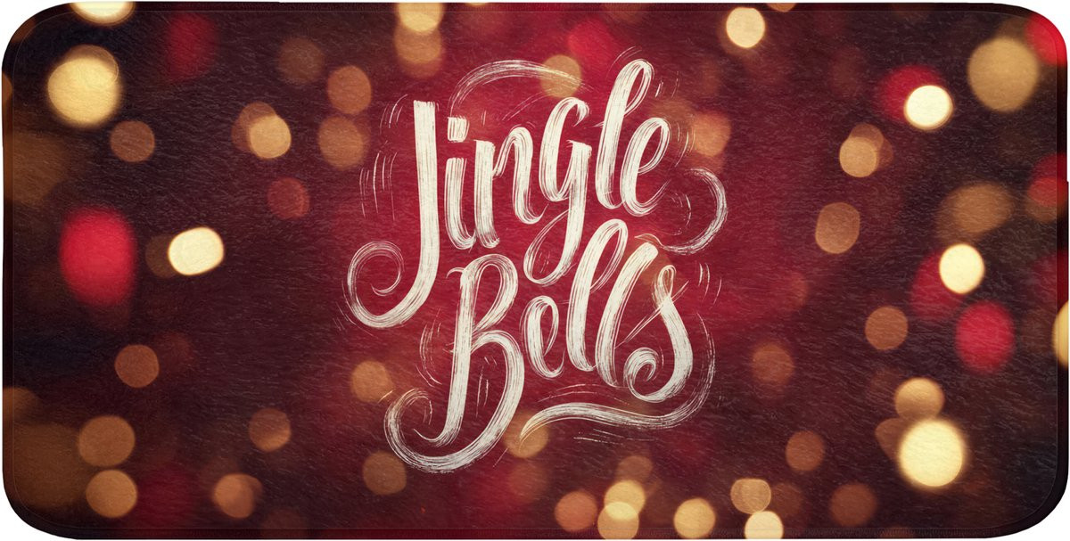 Jingle Bells Kerst WC mat - Rood - Antislip - 120 x 60 cm