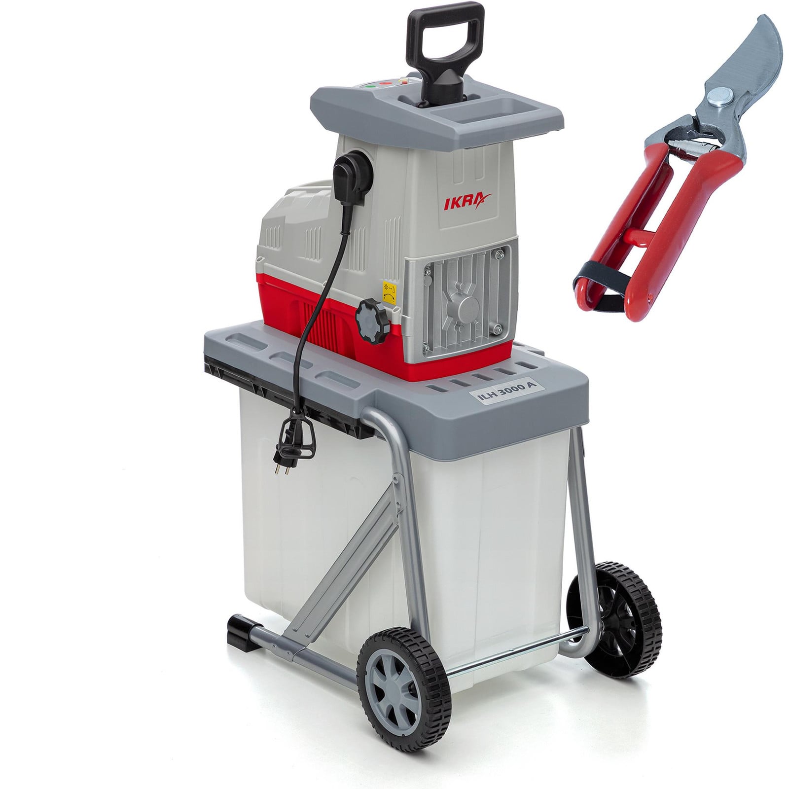 IKRA elektrische takkenhakselaar 3000 W voor takken tot 44 mm met automatische invoer en 60 liter opvangbak