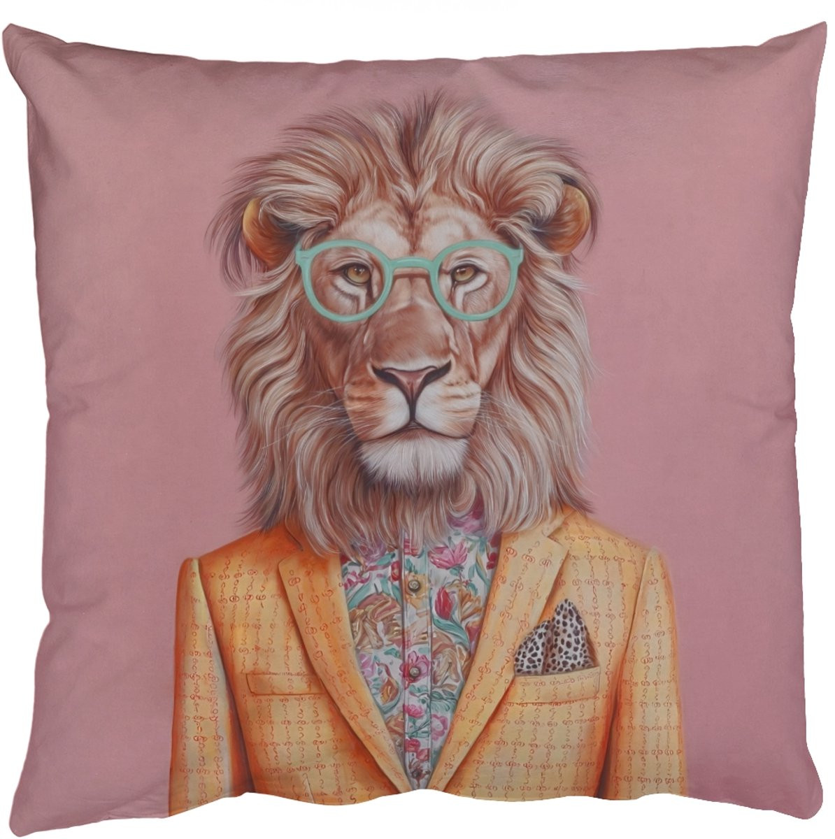 PillowMonkey Sierkussens Leeuw Geruit - 60 x 60 cm
