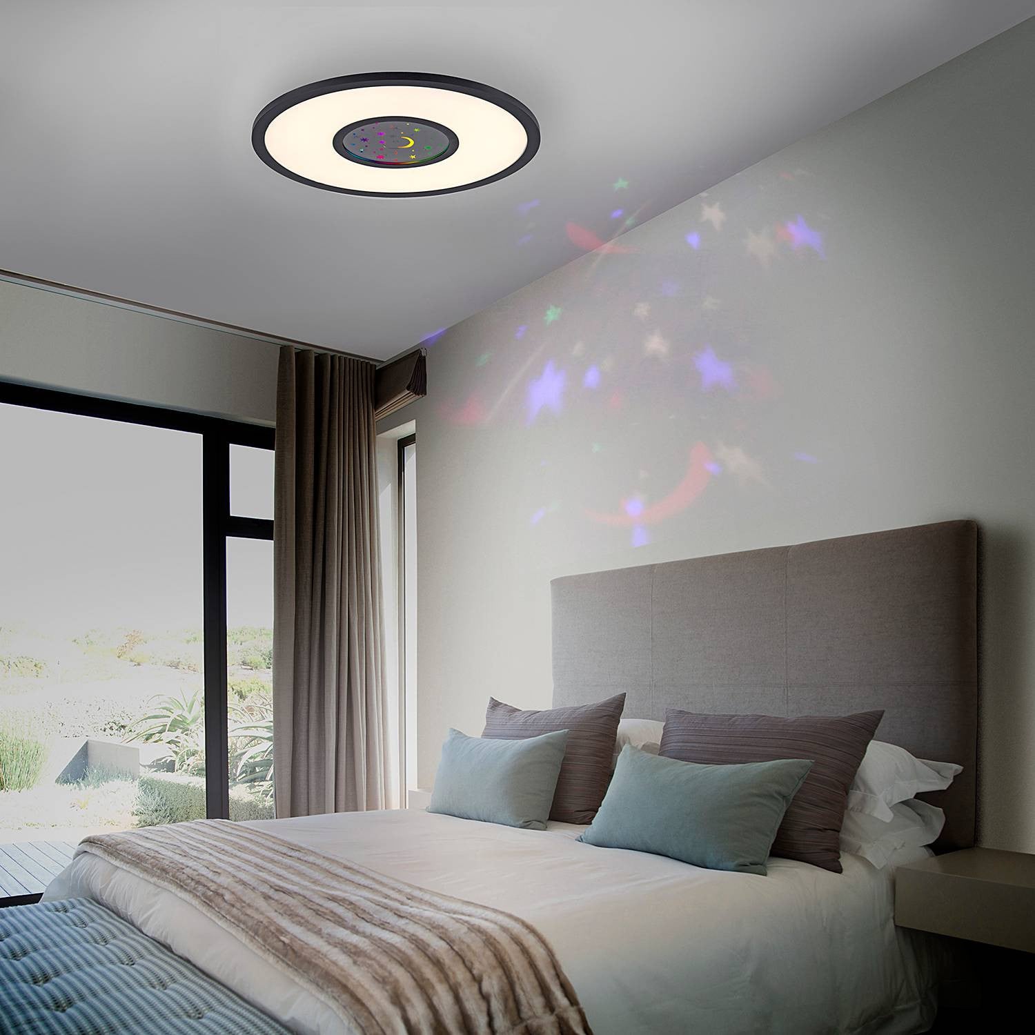 home24 Astro LED-plafondlamp zwart Ø 40 cm