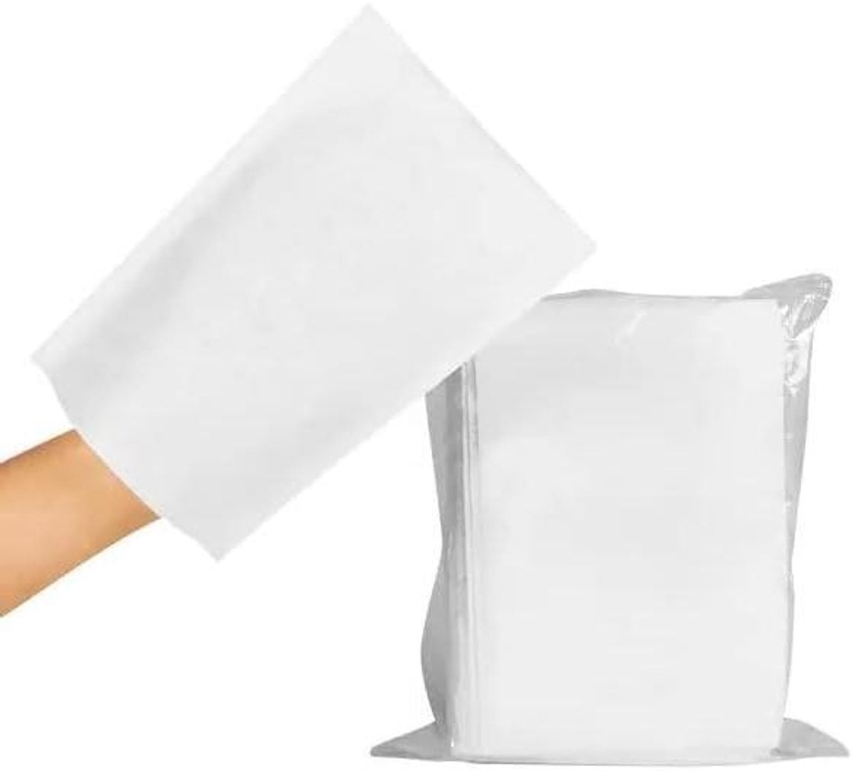 50 stuks Wegwerp washandjes Molton doekjes Natuurlijk wit