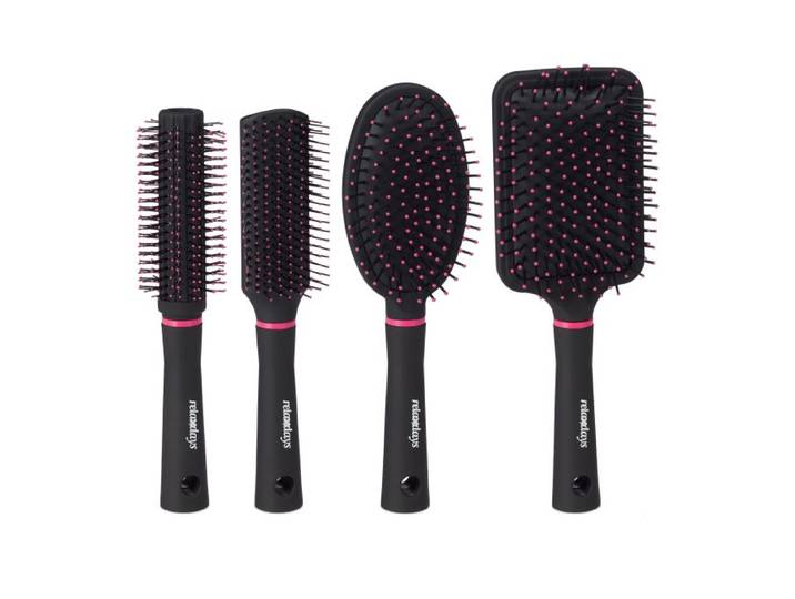 Relaxdays Brosse à cheveux jeu de 4