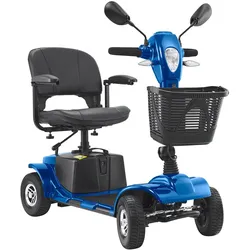 VEVOR 4-Rad-Elektromobil für Senioren, Mobilitätsroller mit 25 km Reichweite, Seniorenmobil, All-Terrain-Reiserollstuhl mit Anti-Rutsch-Rädern, 9° Steigfähigkeit & 120 kg Tragkraft, Blau