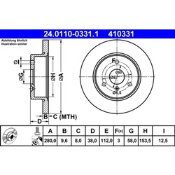 Bremsscheibe ATE 24.0110-0331.1 (2 Stk.) für Smart Fortwo Cabrio