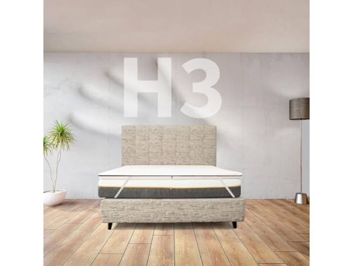 Comfy Line Topper aus Memory-Schaum gegen Rückenschmerzen, Höhe 3 cm, französischer Memory-Schaum, 150 x 190 cm, abnehmbarer Topper, hergestellt in Italien, hypoallergen mit Gummibändern zur