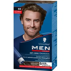 2x Schwarzkopf Men Perfect, Haarfarbe, Anti-Grau Tönungs-Gel (60 Mittelbraun)